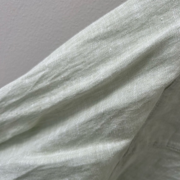 Women's large light green Sigrid Olsen 100:/: linen tunic button down shirt - Picture 11 of 13